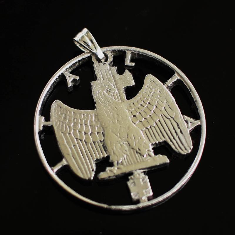 1 Lira - Vittorio Emanuele Iii Italien. Cut Coin Anhänger Mit Halskette. 1938J. 26, 6mm von CoinsJeweller