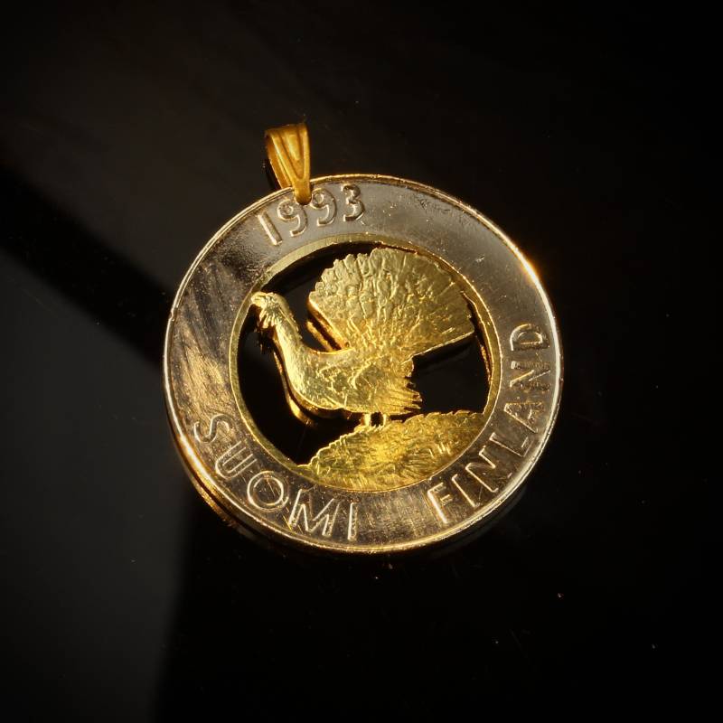10 Markkaa Finnland Auerhahn | Tetrao Urogallus Ausgeschnittener Münzanhänger Mit Halskette. Finnland. Helsinki. Skandinavisch von CoinsJeweller