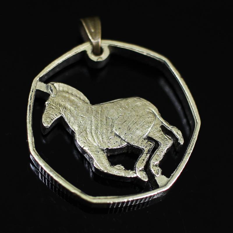 1991 Botswana Cut Coin Anhänger Halskette 1 Pula Zebra Schönheit Schöne Große Münze Afrika von CoinsJeweller