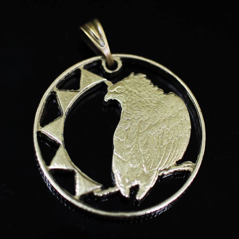 Adler Anhänger Halskette. Tansania Münze Handgeschnitten von CoinsJeweller