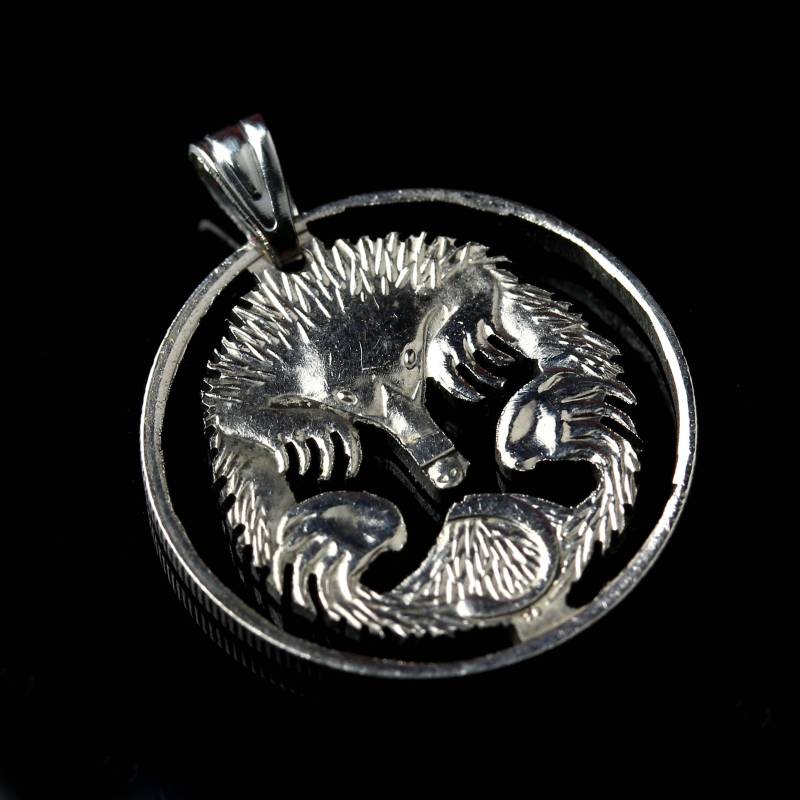 Australien 5 Cents Cut Coin Anhänger & Halskette Echidna Igel von CoinsJeweller