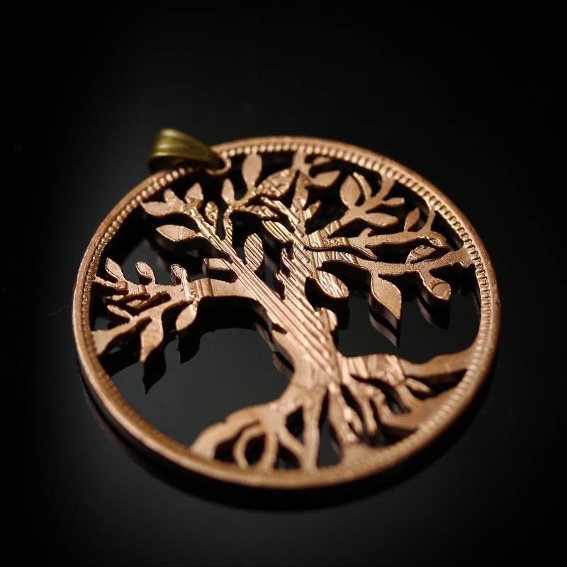 Baum Des Lebens Irland 1 Pingin Geschnittener Münzanhänger Mit Halskette von CoinsJeweller