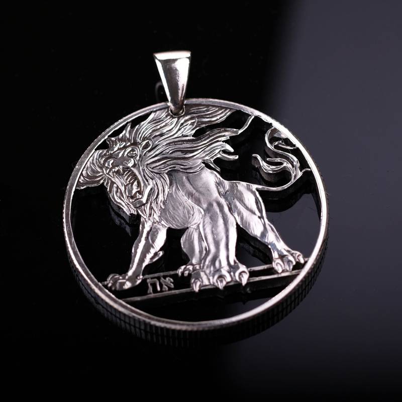 Feinsilber Anhänger Der Brüllende Löwe Von Jeda. König David. 39mm. Israel Gewidmet. Neuseeland Neuwertig. Jerusalem von CoinsJeweller