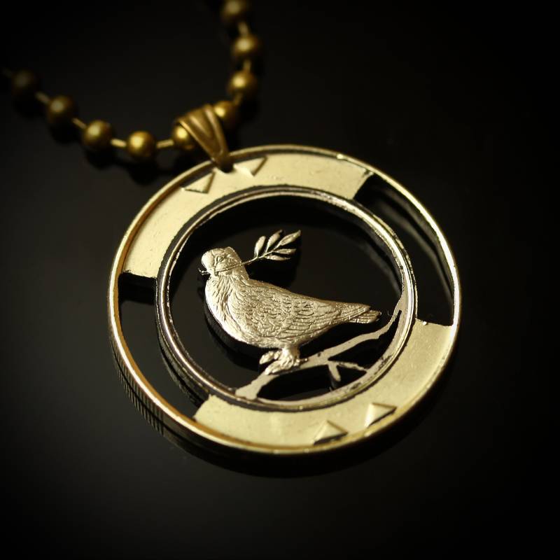 Friedenstaube Bosnien Und Herzegowina Cut Coin Anhänger Mit Halskette. Serbien Beograd Kroatien Slowenien von CoinsJeweller