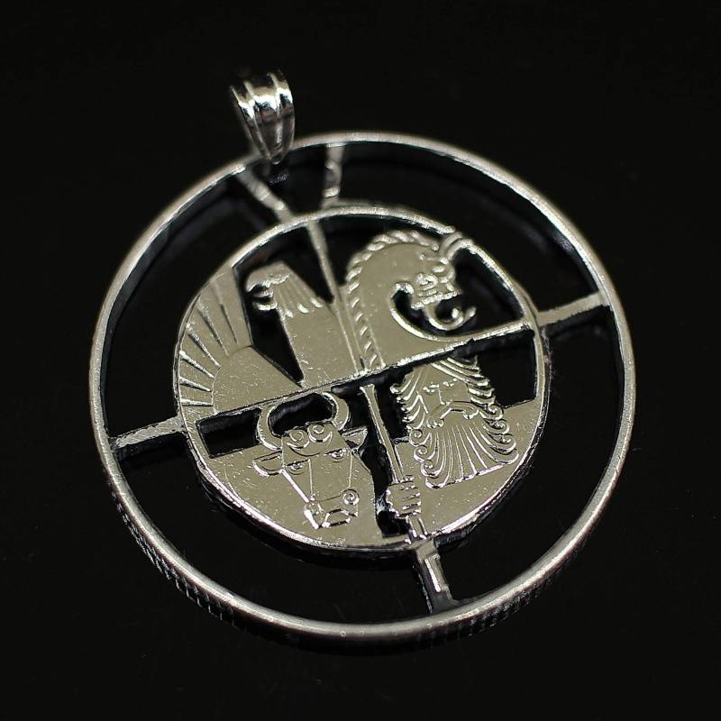 Island Geschnittene Münzanhänger Bufollo, Adler, Drache. 27, 5 Mm 1986Jahre von CoinsJeweller