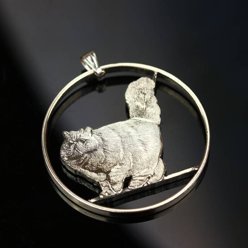 Katze Anhänger & Halskette Isle Of Stroma Cut Coin Cat Persisch von CoinsJeweller