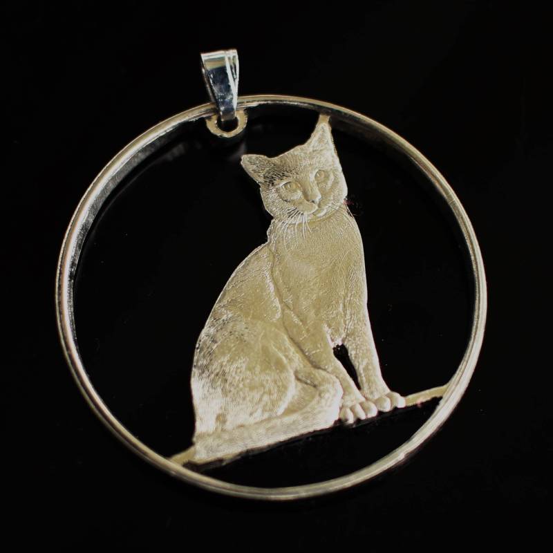 Katzen Anhänger & Halskette Isle Of Stroma Cut Münze Cat Siamese 2017Yr von CoinsJeweller