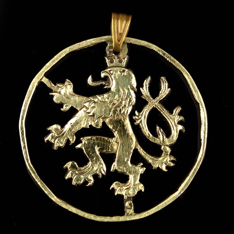 Löwe Tschechien Detailliert Geschnittener Münzanhänger Mit Halskette 1993Yr 26 Mm von CoinsJeweller