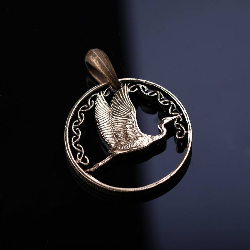 New Zeland 2 Dollar Weiß Reiher Cut Münze Anhänger Halskette Detailliert Geschnitten von CoinsJeweller