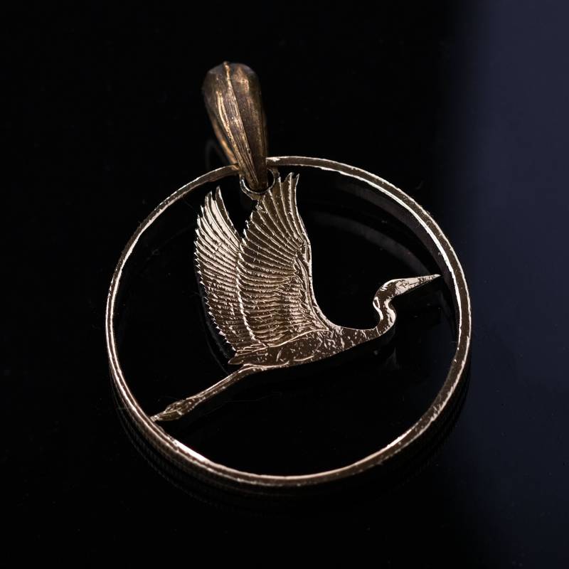 New Zeland 2 Dollar Weiß Reiher Cut Münze Anhänger Halskette. 1990 Jahre von CoinsJeweller