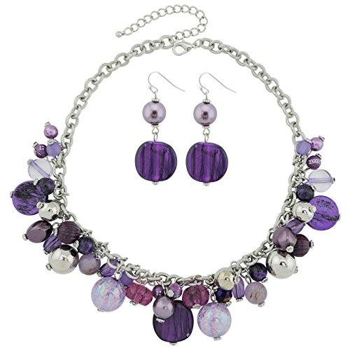 COIRIS Damen Perlen Strand Statement Halskette Perlen Halsband 21" (N0002-purple) von Coiris