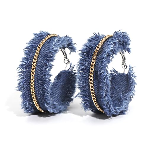 Coiris Bohemian Statement baumelnde Ohrringe für Frauen Denim Leder Muscheln Perle Polygonal Blatt Kreis Tropfen Ohrringe für Frauen, Zink, Kein Edelstein von Coiris