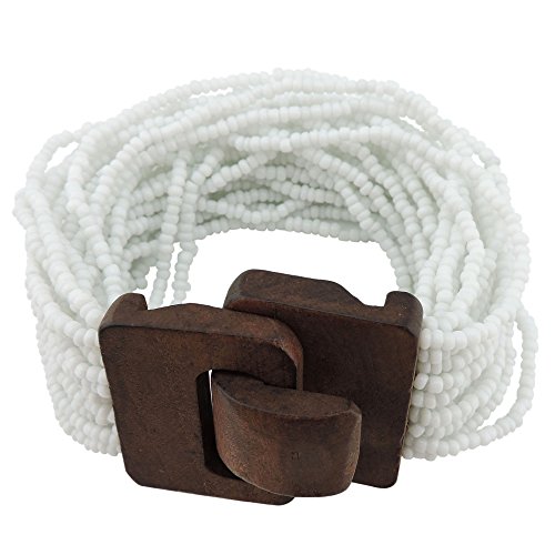 Coiris Mehrschichtige Rocailles-Perlen breiter Armreif Strang-Armband für Frauen (BR1167-white) von Coiris