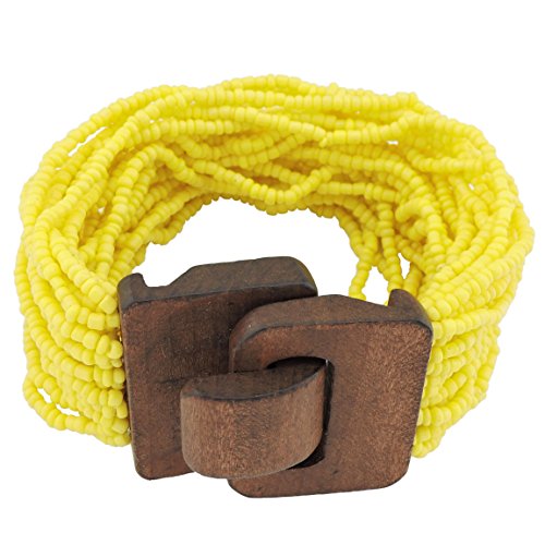 Coiris Mehrschichtige Rocailles-Perlen breiter Armreif Strang-Armband für Frauen (BR1167-yellow) von Coiris