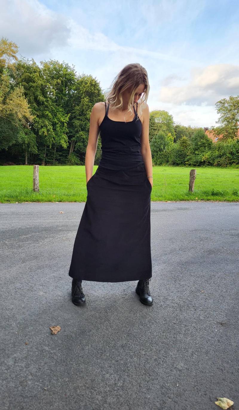 Langer Cordrock Mit Tasche, Breiter Bund A-Linie Maxi Look, Lässiger Cord in Übergröße Für Herbst Winter, Hoher Rock Damen Gr. Xs-Xxxl von Coisas4u