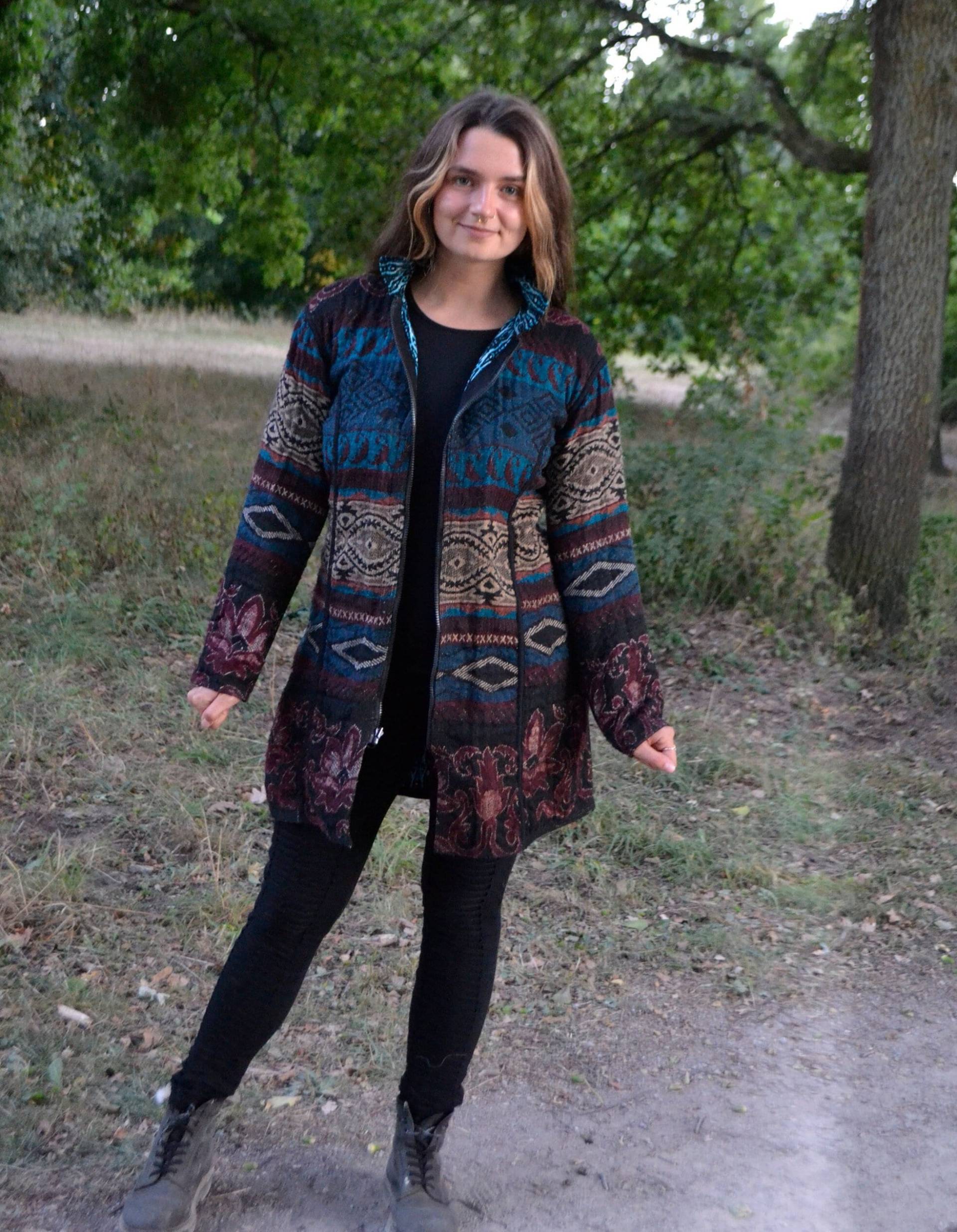Jacke Wolle Baumwolle Gesteppte Reversible Casual Boho Chic, Reißverschluss Warm Gemütlich Ausgestattet Mantel, Modest Mühelos Atmungsaktiv Coole Jacke Wolle Baumwolle Gesteppte Reversible Casual Boho Chic, Reißverschluss Warm Gemütlich Ausgestattet Mantel, Modest Mühelos Atmungsaktiv Coole von Coisas4u