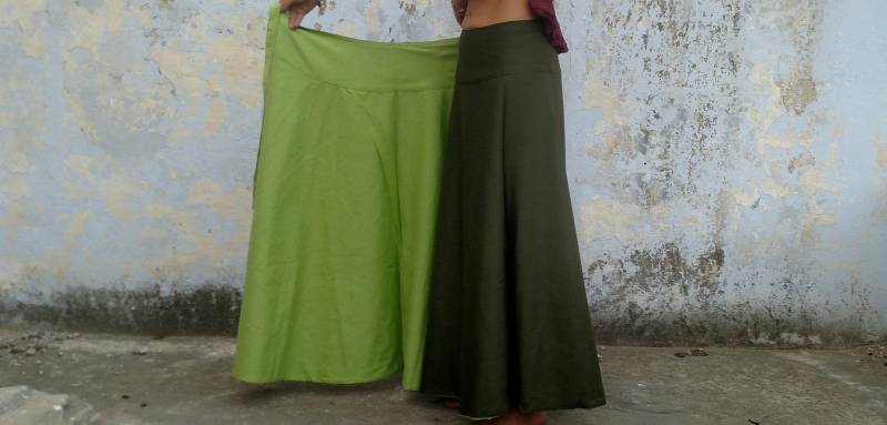 Langer Wickelrock Elegant Boho Maxi 100% Weicher Baumwolle Wenderock Army Grün & Mint Grün Einheitsgröße Stilvoll Vielseitig Tolles Mutter Geschenk von Coisas4u