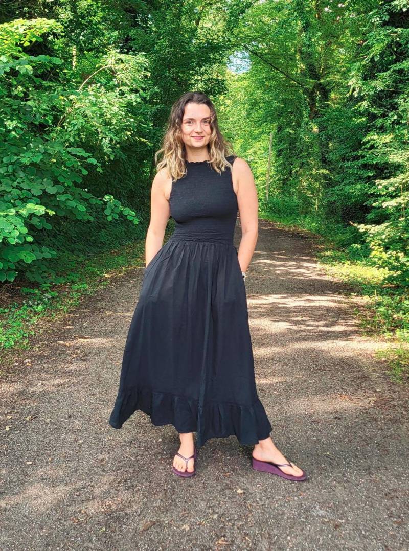 Langes Sommerkleid Aus 100% Baumwolle Mit Tasche, Gesmoktes, Ärmelloses Maxi-stretch-Sommerkleid, Boho-strandvibe-Look, Atmungsaktiv, Passend Für von Coisas4u