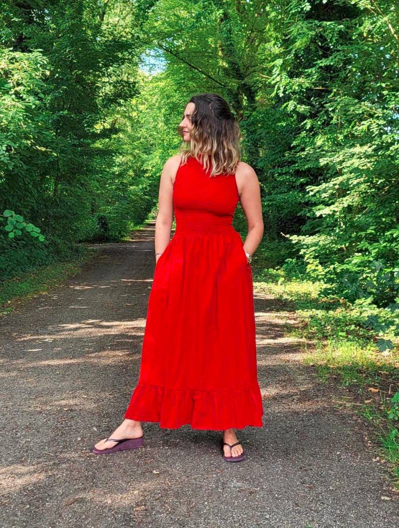 Langes Sommerkleid Aus 100% Baumwolle Mit Tasche, Gesmoktes, Ärmelloses Maxi-stretch-Sommerkleid, Boho-strandvibe-Look, Atmungsaktiv, Passend Für von Coisas4u