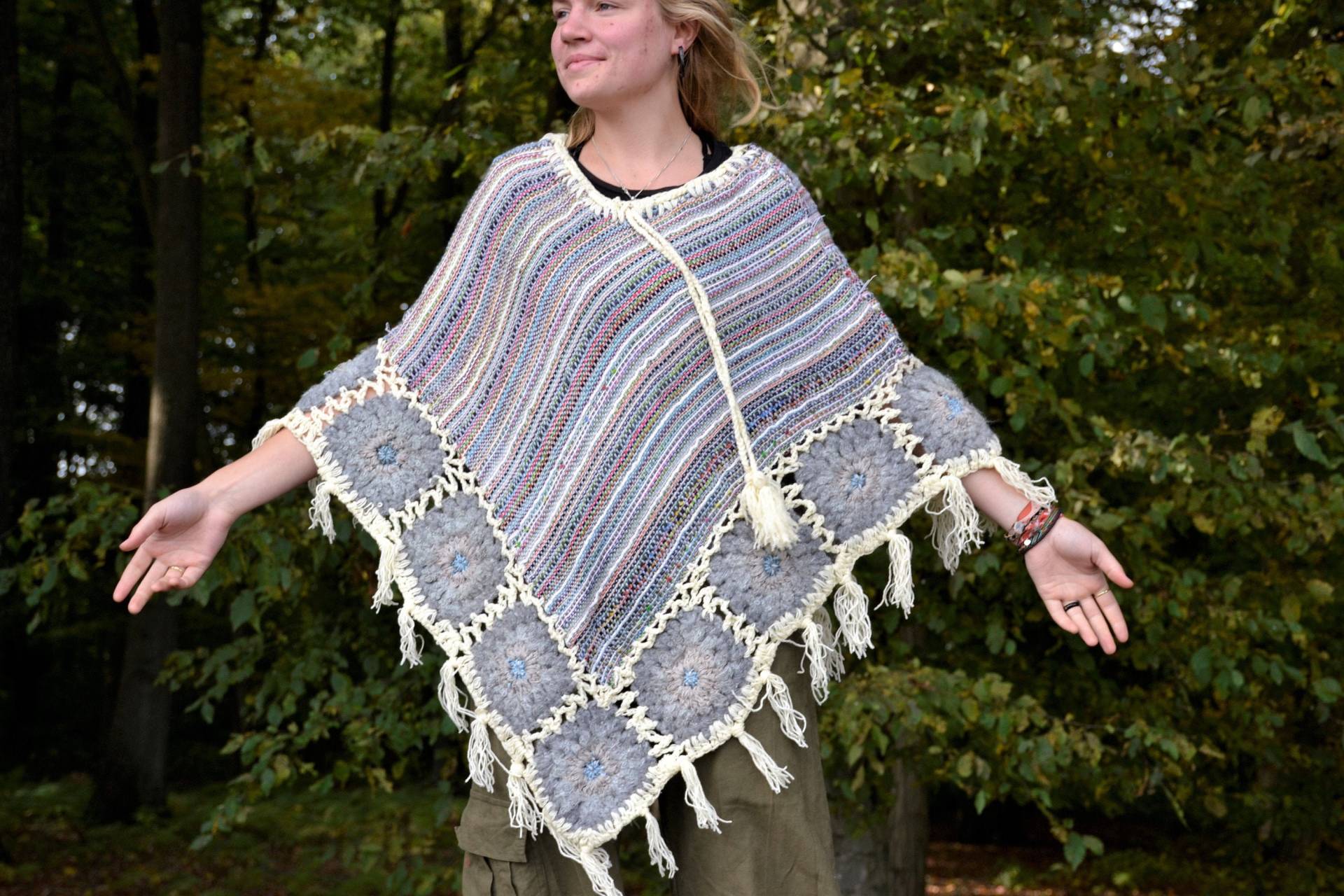Poncho Warm Hippie Wolle New Boho, Herbst Winter Handgestrickte Wollen Gemütliche Umhang Damen & Herren , Fairtrade Unisex Soft Cozy Chic Passend von Coisas4u