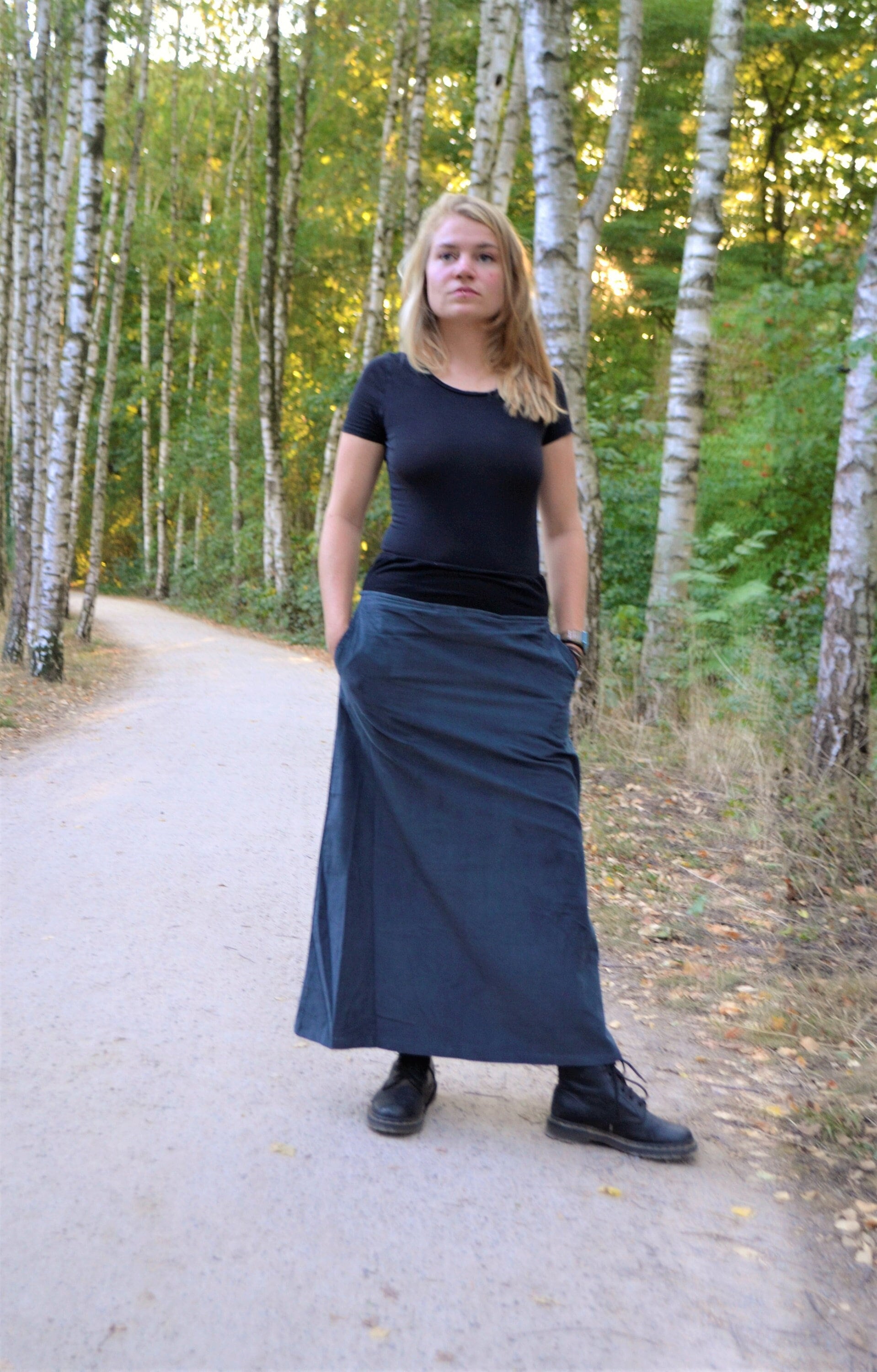 Rock Aus Cord in Voller Länge Lässig Bequem, Basic Sommer Festival Vibe Taschenrock, Breiter Bund, Einfache Trendige Kleidung von Coisas4u