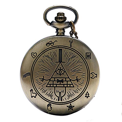 CokinkiDs Vintage Bill Cipher Quarz Taschenuhr Analog Anhänger Halskette Männer Frauen Uhren Kette Geschenk von CokinkiDs