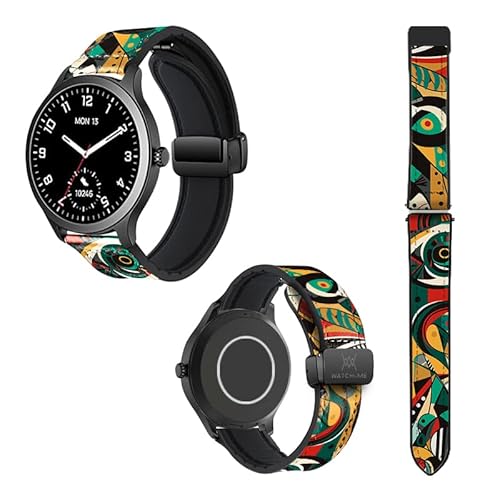 Cokitec Uhrenarmband 18 mm aus Silikon und echtem Leder: African Pattern von Cokitec