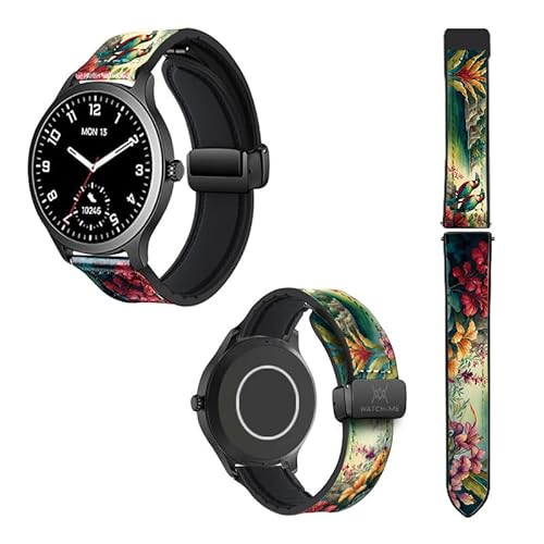 Cokitec Uhrenarmband 18 mm aus Silikon und echtem Leder: Dschungel von Cokitec