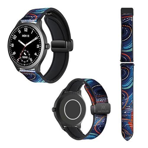 Cokitec Uhrenarmband 18 mm aus Silikon und echtem Leder: blaue Perlen von Cokitec