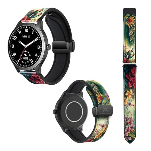 Cokitec Uhrenarmband 20 mm aus Silikon und echtem Leder: Dschungel von Cokitec