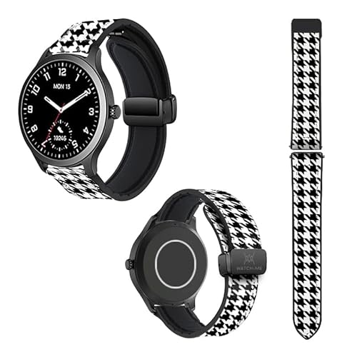 Cokitec Uhrenarmband 20 mm aus Silikon und echtem Leder: Hahnentritt von Cokitec