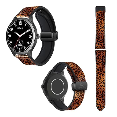 Cokitec Uhrenarmband 20 mm aus Silikon und echtem Leder: Leopard von Cokitec