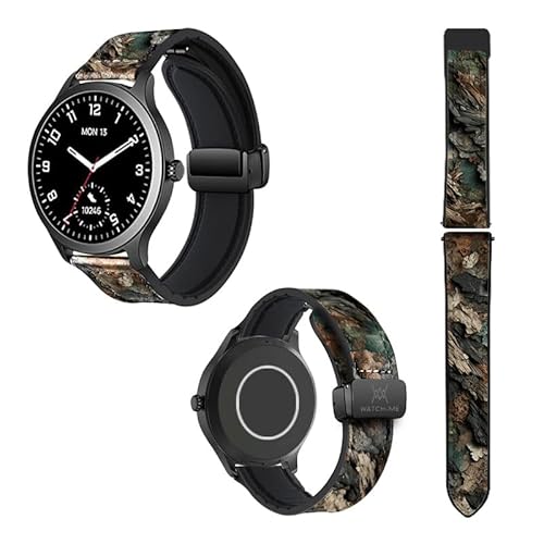 Cokitec Uhrenarmband 22 mm aus Silikon und echtem Leder: Holzrinde von Cokitec