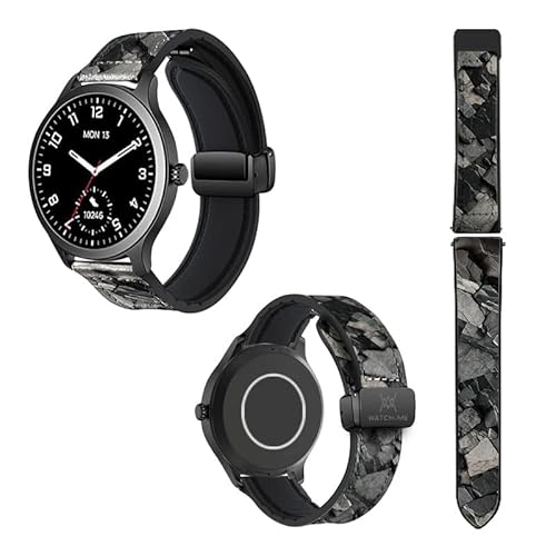 Cokitec Uhrenarmband 22 mm aus Silikon und echtem Leder: Stein von Cokitec