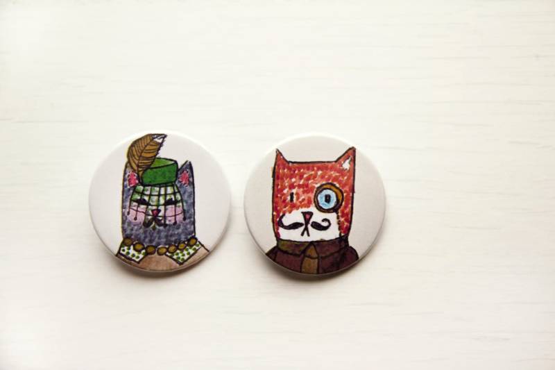 Mr &mrs Cat Pin Anstecker 2Er Set - Unisex Zubehör Buttons von ColadeconejoSpain
