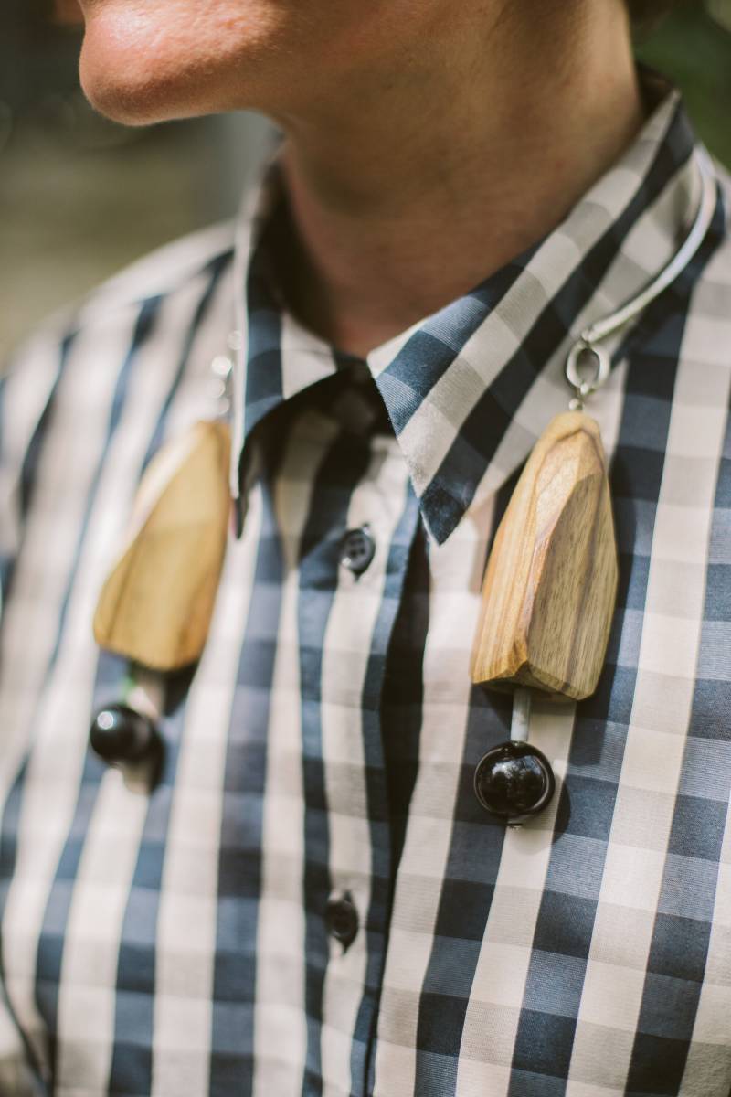 Kuloni - Handmade Statement Halskette Chunky Holzperlen, Achat Und Jaspis von ColarabyME