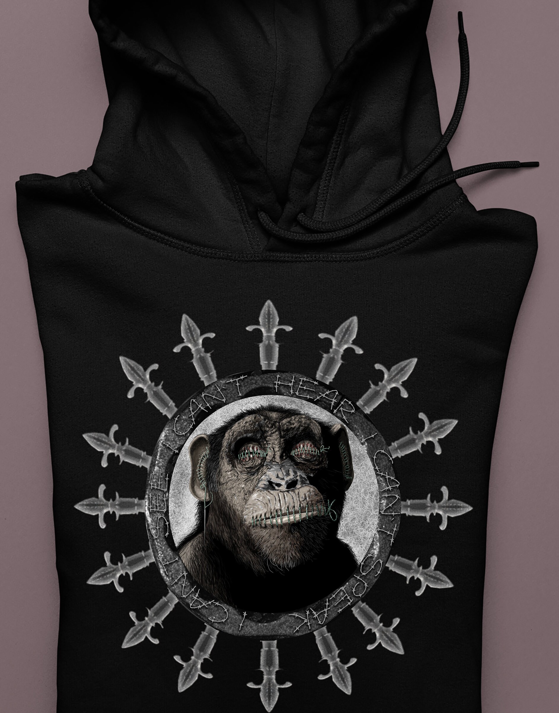 Unisex Hooded Sweatshirt, Drei Affen Tshirt, Hoodie, Don't See Hear Speak, Tier Tees, Hoodie, Monkey, Geschenk, Tier, Gifts For Unisex Hooded Sweatshirt, Drei Affen Tshirt, Hoodie, Don't See Hear Speak, Tier Tees, Hoodie, Monkey, Geschenk, Tier, Gifts For von Colchicenter