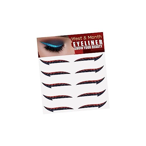 Colcolo 5 Paar Make-up-Eyeliner-Aufkleber, glänzende Eyeliner-Aufkleber, einfacheres Anbringen und Abnehmen, wiederverwendbare Lidschatten-Modeaufkleber für, Orange Rot von Colcolo