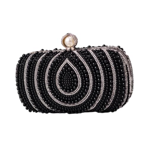 Colcolo Abend Handtasche Perle Perlen Crossbody Braut Hochzeit Glitzer Perlenkupplung Geldbeutel, Schwarz von Colcolo
