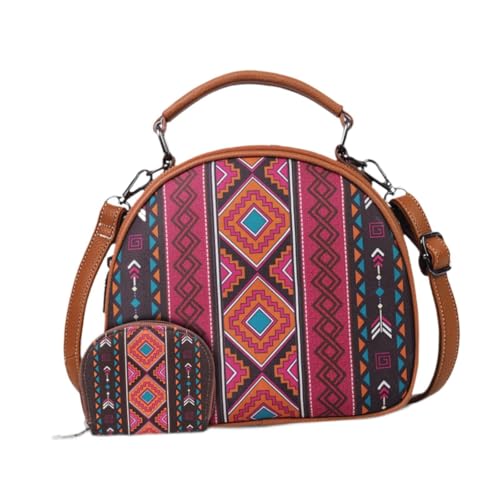Colcolo Boho -Muster -Handtasche für Frauen -Leinwand -Umhängetasche für Stranddating -Events, Schwarz Rot von Colcolo