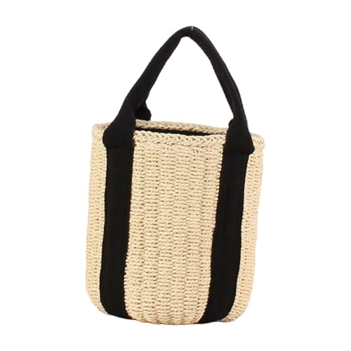 Colcolo Bucket Bag Woven Casual Leichte Tragetasche für Partys Urlaub Urlaub Make-up, Beigeweiß von Colcolo