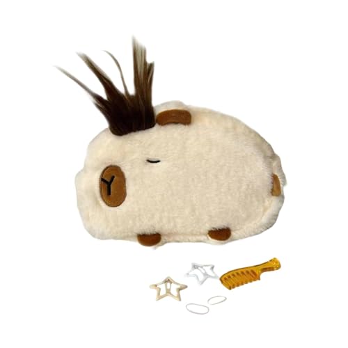 Colcolo Federmäppchen aus Plüsch mit Capybara-Motiv, Tier-Schreibwarentasche, Stiftehalter, süßer DIY-Bastel-Organizer, Stiftetasche, Bleistifttasche für das, Beige von Colcolo