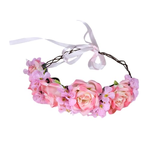 Colcolo Frauen Blumen Stirnband Kranz, Krone Kopfschmuck, Hochzeitsgirlande, dekorative Rose Blumen Krone Stirnband Haarkranz, ROSA von Colcolo