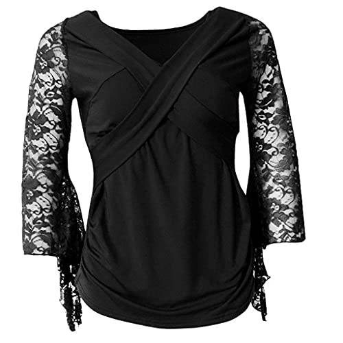 Colcolo Frauen Langarm T Shirt Tops Dance Apparel, für Latin, Tango, Cha, Schwarz, L von Colcolo