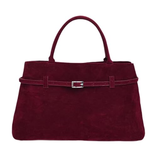Colcolo Frauen Wildleder -Einkaufstasche, Trendige Großkapazität Mode Casual Slouchy Handtasche Geldbörse, Burgunfy von Colcolo