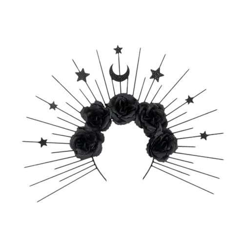 Colcolo Gothic Halo Stirnband Haarband Einzigartiges Cosplay Blumenhaarband Haarreif zum Verkleiden Karneval Geburtstagsgeschenk von Colcolo