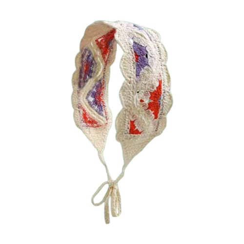 Colcolo Häkeln Sie Haar Bandana Tie Back Gestrickte Kopfbedeckung für Cosplay Rollenspiel Maskerade, Rot-violett von Colcolo