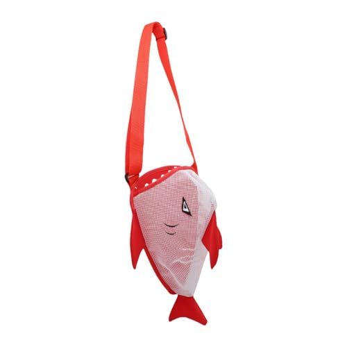 Colcolo Haifischförmige Muschel-Strandtasche für Kinder mit verstellbaren Trägern zum Bootfahren, 25 x 18 x 15 cm, multifunktionale Sammeltasche, Rot von Colcolo