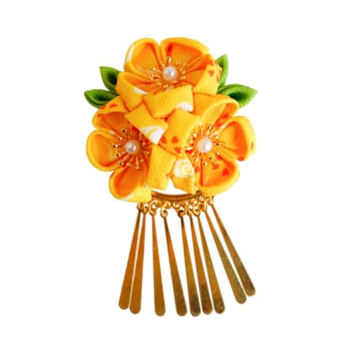 Colcolo Japanische Kimono Kopfbedeckung Fan Haarclip Mädchen Haarzubehör Kinder Kinder, Gelb von Colcolo