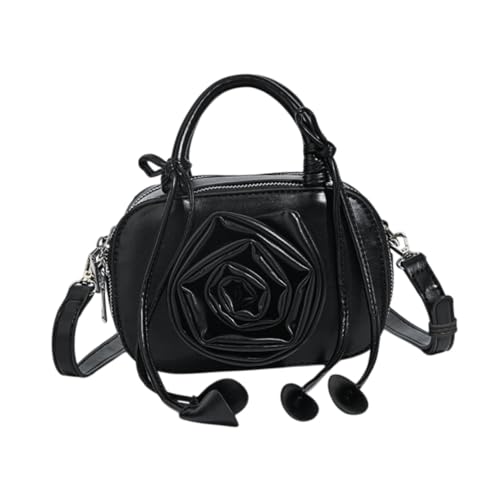 Colcolo Kleine Umhängetasche Trendy Reine Farbe für Frauen PU- Reiß Verschluss Verschluss Satchel, Schwarz von Colcolo